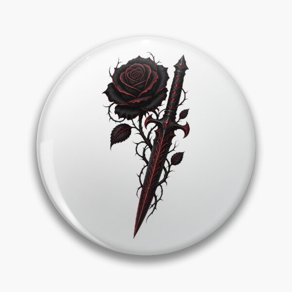 Item preview, Gothic Black Rose Dagger Dark Romance Tattoo Style Gift designed and sold by Artycom.