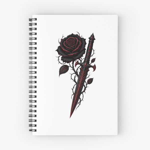 Item preview, Gothic Black Rose Dagger Dark Romance Tattoo Style Gift designed and sold by Artycom.