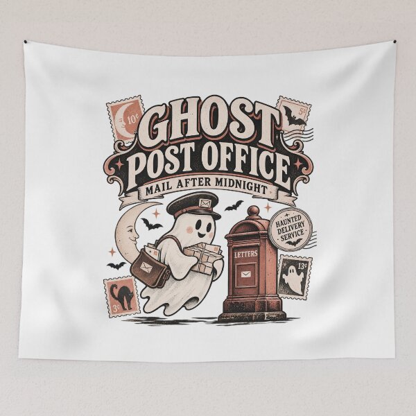 Item preview, Ghost Post Office – Cute Mail Carrier Vintage Halloween designed and sold by pinkaesthetik.