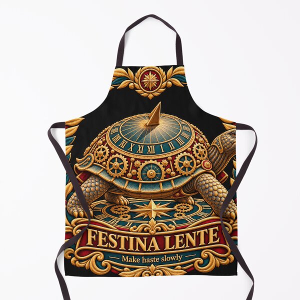 Item preview, Festina Lente Tortoise Embroidery – Make Haste Slowly Sundial Art designed and sold by Emoji Emblems.