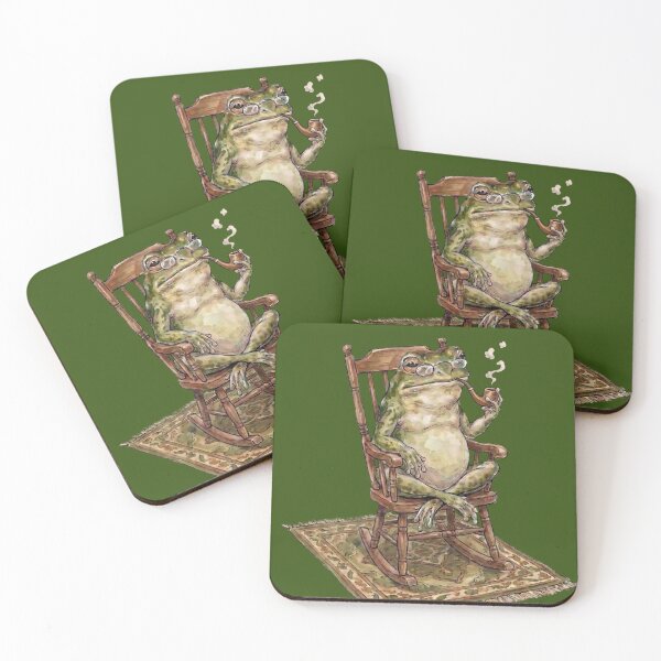 Item preview, Frog Smoking Pipe in Rocking Chair Black Background designed and sold by Merli7.
