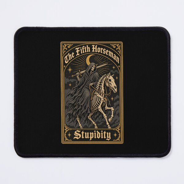 Item preview, The Fifth Horseman Stupidity Funny Tarot Card Grim Reaper Graphic designed and sold by Whirx.