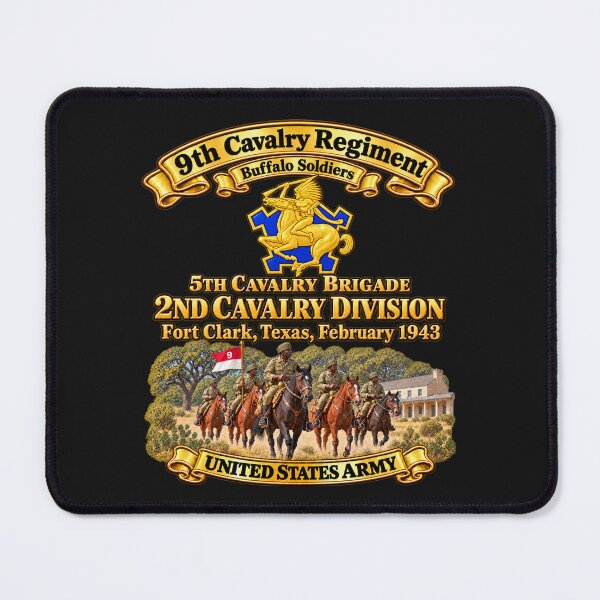 Item preview, 9th Cavalry Regiment - DUI - Buffalo Soldiers - 5th Bde, 2nd Cavalry Div - United States Army - Ft Clark Texas, Feb 1943 - 3D - Enhanced designed and sold by Military Insignia Products.