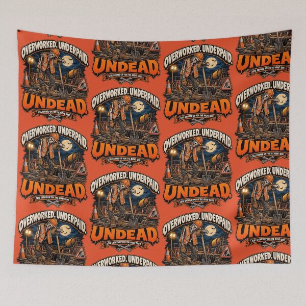 Item preview, Overworked Underpaid Undead Construction Worker Halloween designed and sold by katiecorners.
