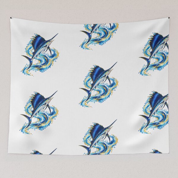Item preview, Sailfish Blue and Gold Watercolor Ocean Art designed and sold by KenworksDigital.