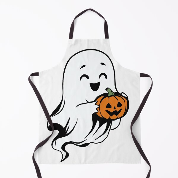 Item preview, Cute Ghost Holding Pumpkin — Spooky Cute Halloween Cartoon Illustration designed and sold by LYAN-STORE.
