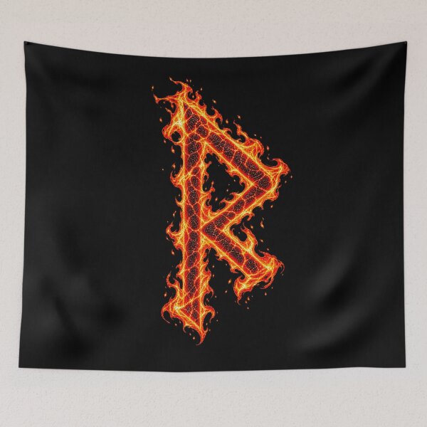 Item preview, Raido Rune in flame designed and sold by Faust-ART Design.