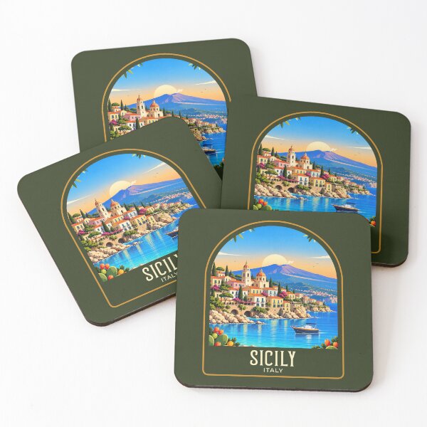 Item preview, Sicily Vintage Travel Illustration designed and sold by HomeLivingCo.