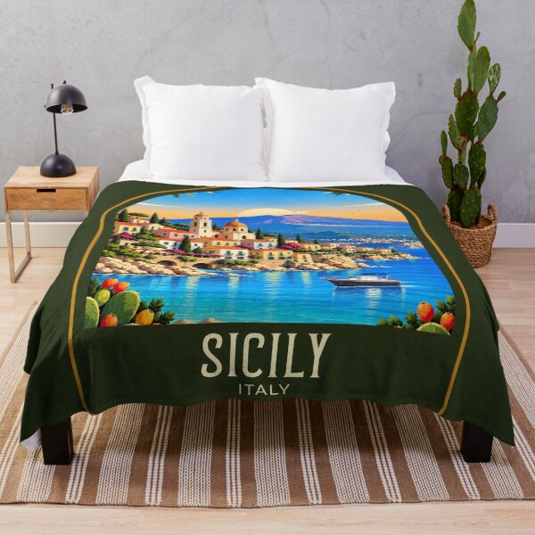 Item preview, Sicily Vintage Travel Illustration designed and sold by HomeLivingCo.