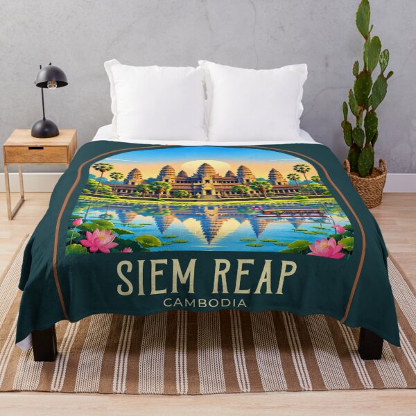 Item preview, Siem Reap Vintage Travel Illustration designed and sold by HomeLivingCo.