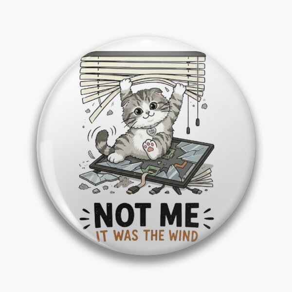 Item preview, Funny Naughty Cat Broke TV - Not Me It Was The Wind designed and sold by PetalsPaws.