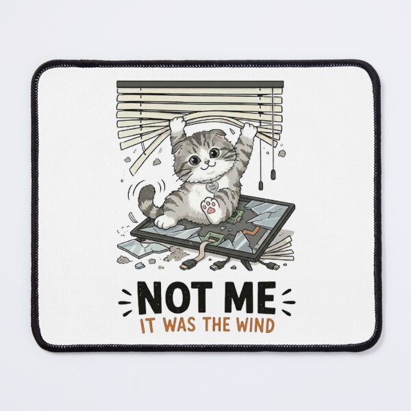 Item preview, Funny Naughty Cat Broke TV - Not Me It Was The Wind designed and sold by PetalsPaws.