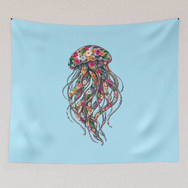 Item preview, Jellyfish | Colorful Floral Ocean Jellyfish Art | Ocean Floral Collection designed and sold by Zaru Art Studio.