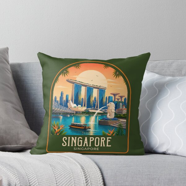 Artikelvorschau, Vintage-Reiseillustration aus Singapur entworfen und verkauft von HomeLivingCo.