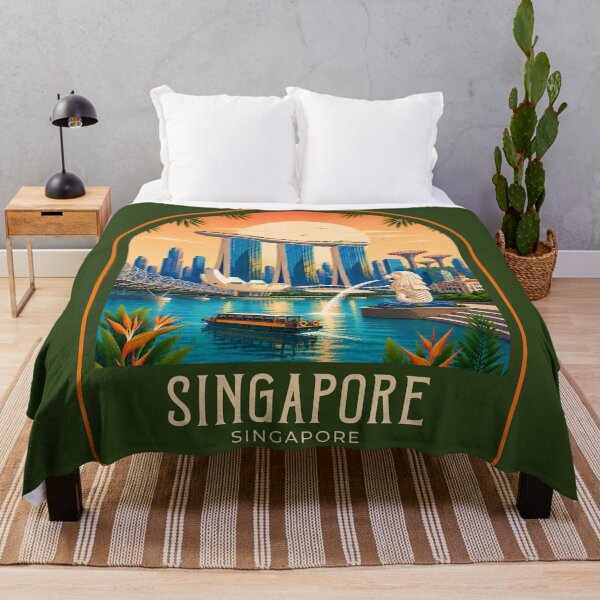 Item preview, Singapore Vintage Travel Illustration designed and sold by HomeLivingCo.