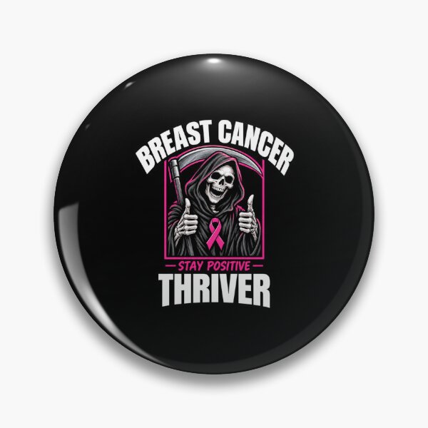 Item preview, Breast Cancer Thriver Grim Reaper Stay Positive Pocket Graphic designed and sold by Whirx.