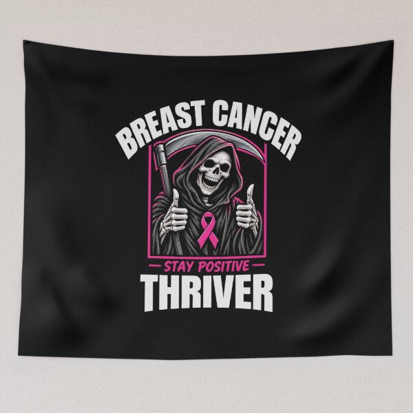 Item preview, Breast Cancer Thriver Grim Reaper Stay Positive Pocket Graphic designed and sold by Whirx.