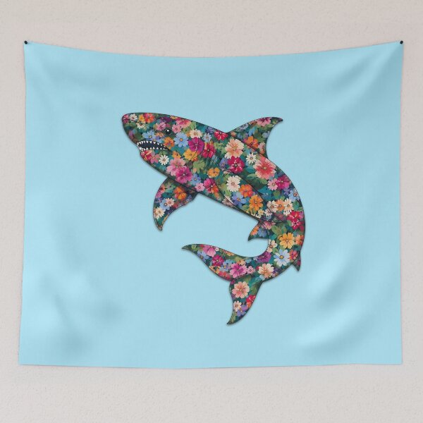 Item preview, Shark | Colorful Floral Ocean Shark Art | Ocean Floral Collection designed and sold by Zaru Art Studio.