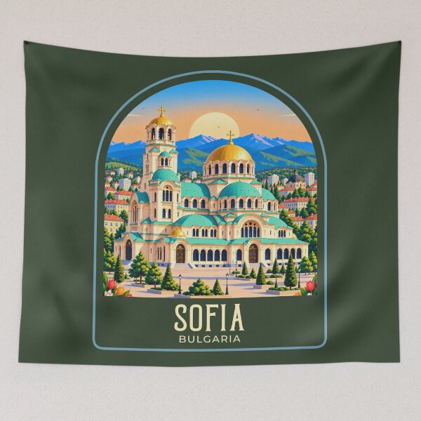 Item preview, Sofia Vintage Travel Illustration designed and sold by HomeLivingCo.