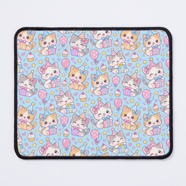 Item preview, Kawaii Birthday Kitty Gifts Pastel Celebration Pattern designed and sold by Soft Berry Studio.