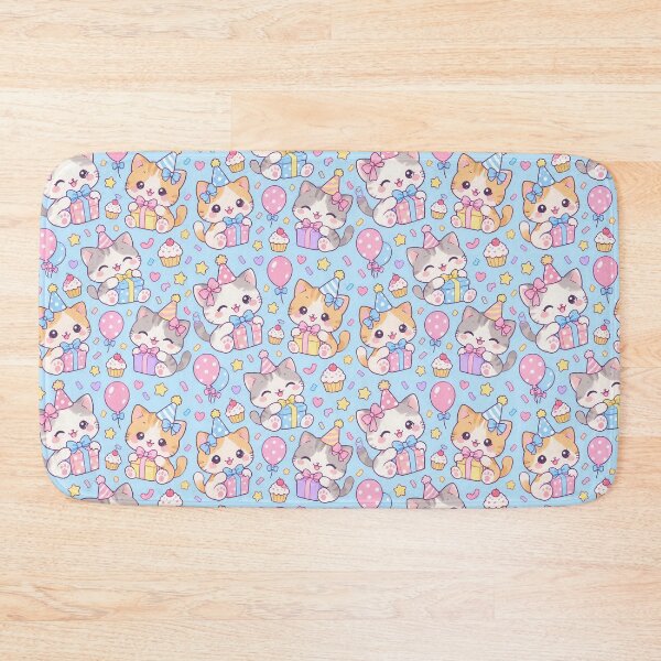 Item preview, Kawaii Birthday Kitty Gifts Pastel Celebration Pattern designed and sold by Soft Berry Studio.