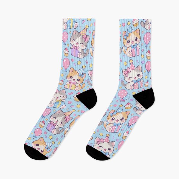 Item preview, Kawaii Birthday Kitty Gifts Pastel Celebration Pattern designed and sold by Soft Berry Studio.