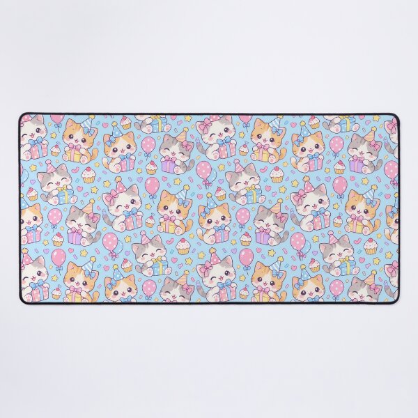 Item preview, Kawaii Birthday Kitty Gifts Pastel Celebration Pattern designed and sold by Soft Berry Studio.