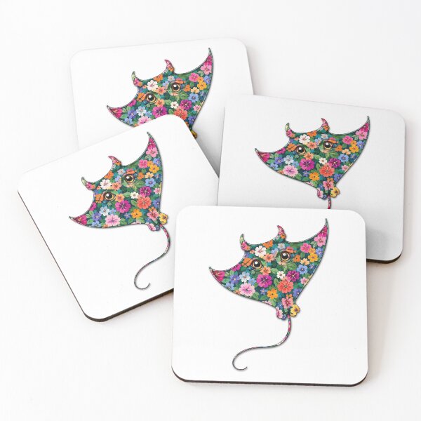 Item preview, Manta Ray | Colorful Floral Ocean Manta Ray Art | Ocean Floral Collection designed and sold by Zaru Art Studio.