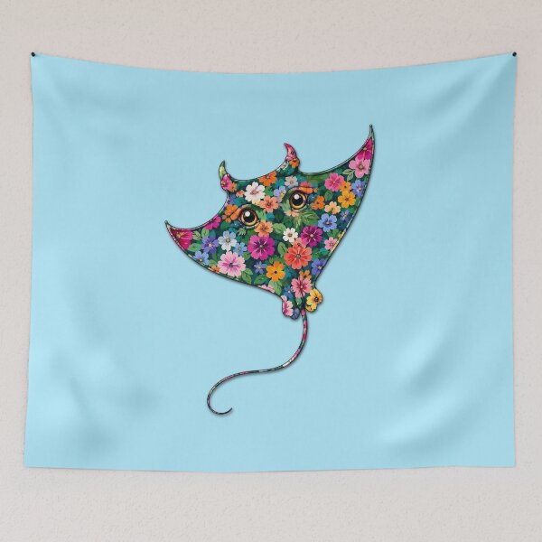 Item preview, Manta Ray | Colorful Floral Ocean Manta Ray Art | Ocean Floral Collection designed and sold by Zaru Art Studio.
