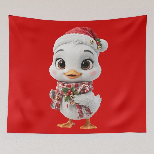 Item preview, A cute cartoon duck character in a festive Christmas outfit designed and sold by 123ks.