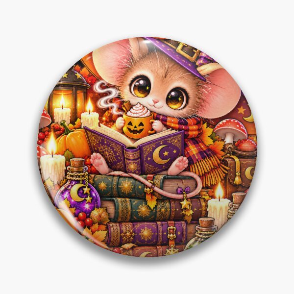 Item preview, Cute Witch Mouse Reading – Cozy Halloween Books, Pumpkin Coffee & Autumn Magic designed and sold by Vsajanas.