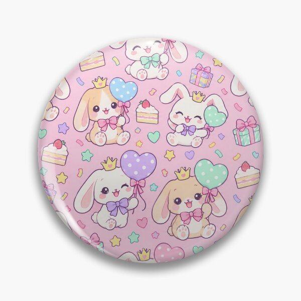 Item preview, Kawaii Birthday Bunny Balloons Pastel Party Pattern designed and sold by Soft Berry Studio.