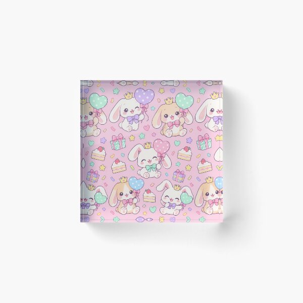 Item preview, Kawaii Birthday Bunny Balloons Pastel Party Pattern designed and sold by Soft Berry Studio.
