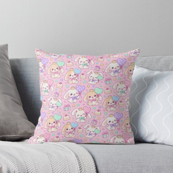Item preview, Kawaii Birthday Bunny Balloons Pastel Party Pattern designed and sold by Soft Berry Studio.