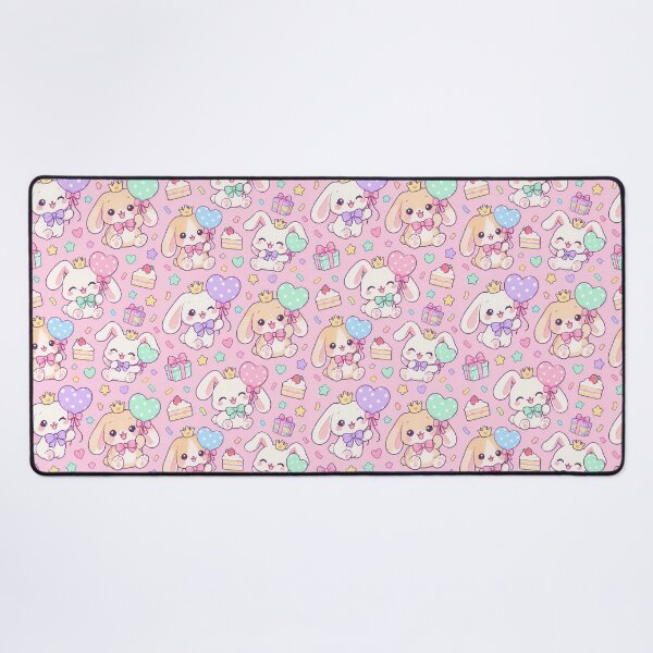 Item preview, Kawaii Birthday Bunny Balloons Pastel Party Pattern designed and sold by Soft Berry Studio.