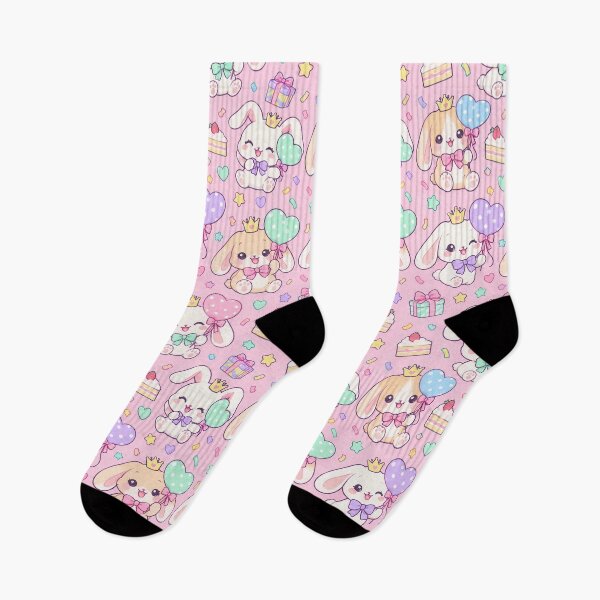 Item preview, Kawaii Birthday Bunny Balloons Pastel Party Pattern designed and sold by Soft Berry Studio.