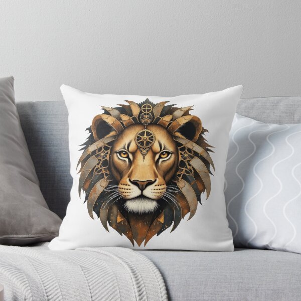 Item preview, Steampunk Lion Head - Majestic Mechanical Lion Illustration designed and sold by Marcu Ioachim.