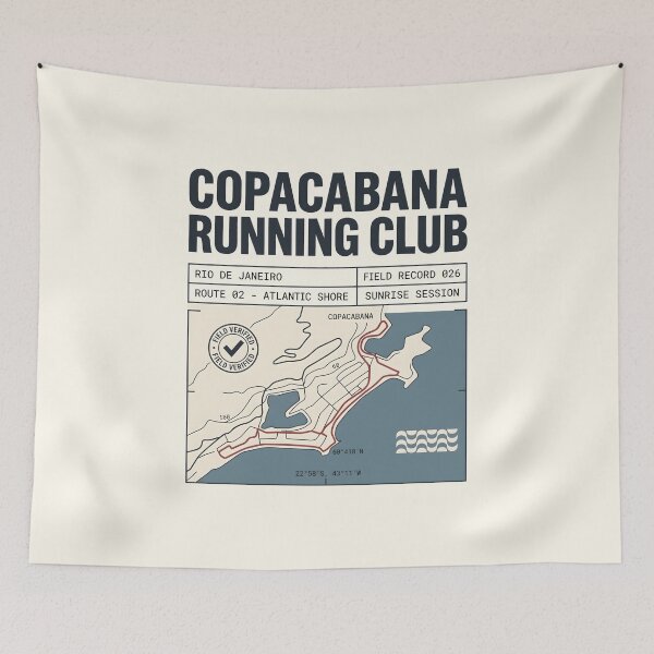 Item preview, Copacabana Running Club Map Rio De Janeiro Atlantic Route Graphic designed and sold by SplashTastic.