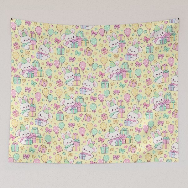 Item preview, Kawaii Birthday Bunny Presents Pastel Party Pattern designed and sold by Soft Berry Studio.