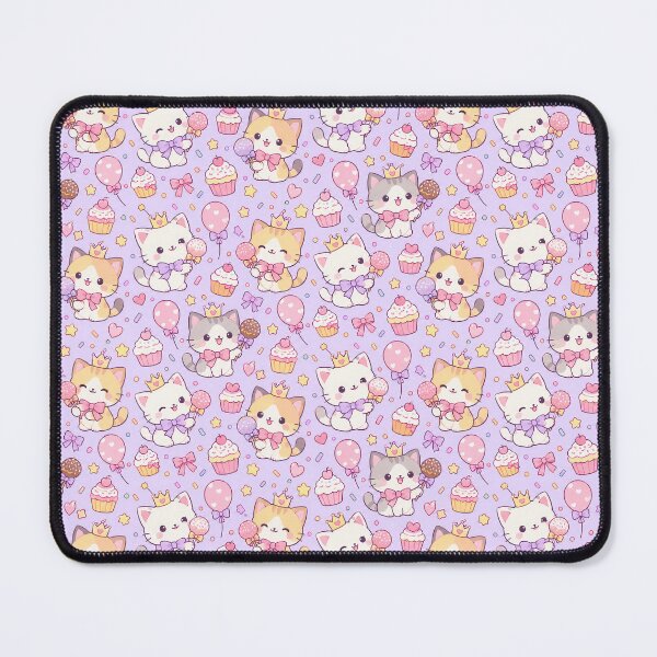 Item preview, Kawaii Birthday Kitty Cake Pops Pastel Celebration Pattern designed and sold by Soft Berry Studio.