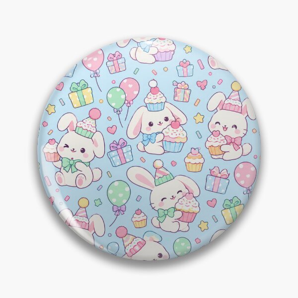 Item preview, Kawaii Birthday Bunny Cupcakes Pastel Party Pattern designed and sold by Soft Berry Studio.
