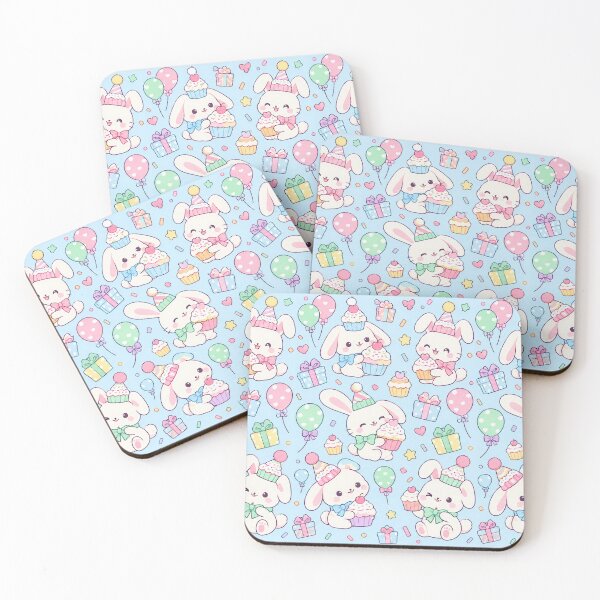 Item preview, Kawaii Birthday Bunny Cupcakes Pastel Party Pattern designed and sold by Soft Berry Studio.