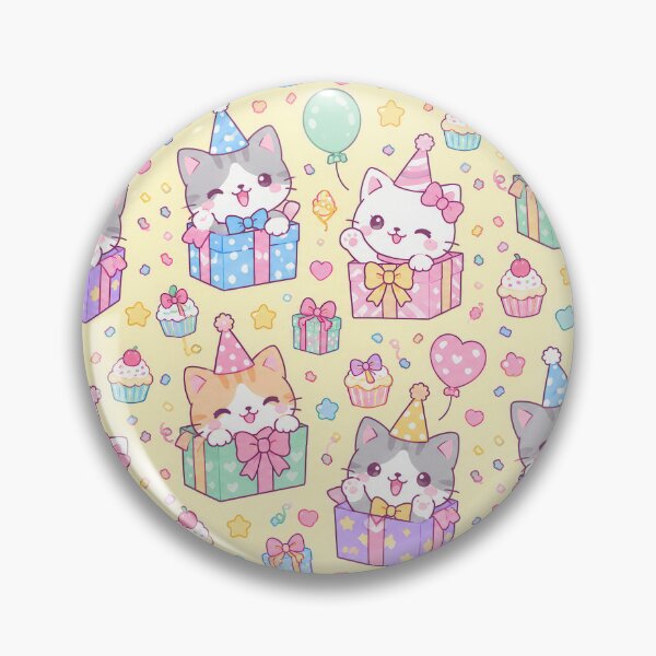Item preview, Kawaii Birthday Kitty Gift Boxes Pastel Party Pattern designed and sold by Soft Berry Studio.