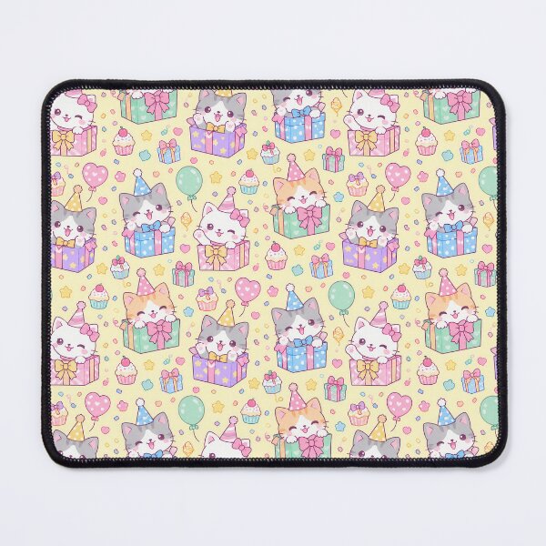Item preview, Kawaii Birthday Kitty Gift Boxes Pastel Party Pattern designed and sold by Soft Berry Studio.