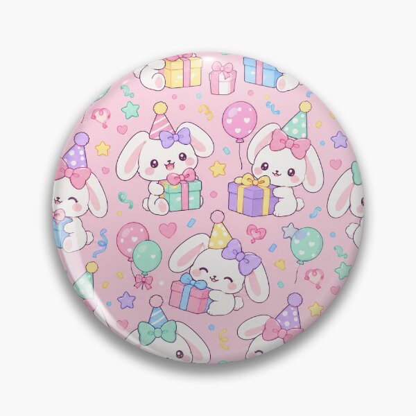 Item preview, Kawaii Birthday Bunny Ribbon Gifts Pastel Party Pattern designed and sold by Soft Berry Studio.