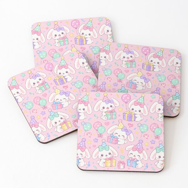 Item preview, Kawaii Birthday Bunny Ribbon Gifts Pastel Party Pattern designed and sold by Soft Berry Studio.