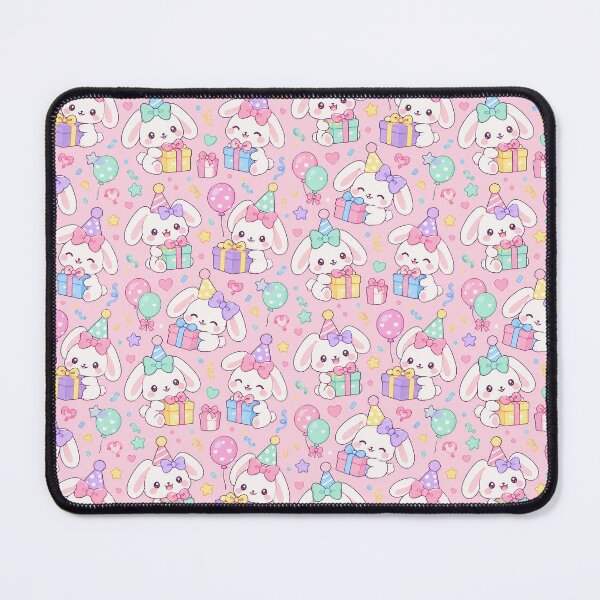 Item preview, Kawaii Birthday Bunny Ribbon Gifts Pastel Party Pattern designed and sold by Soft Berry Studio.