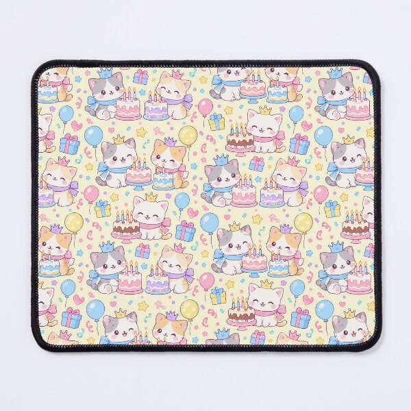 Item preview, Kawaii Birthday Kitty Candle Cake Pastel Party Pattern designed and sold by Soft Berry Studio.