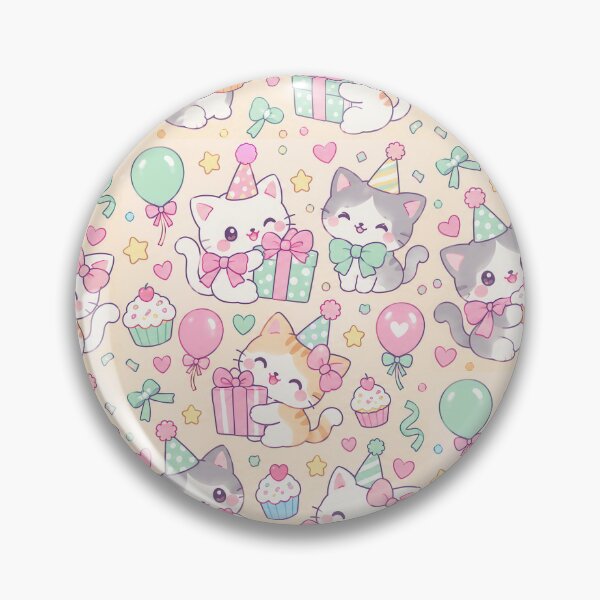 Item preview, Kawaii Birthday Kitty Bow Party Pastel Pattern designed and sold by Soft Berry Studio.