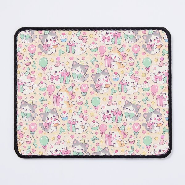 Item preview, Kawaii Birthday Kitty Bow Party Pastel Pattern designed and sold by Soft Berry Studio.